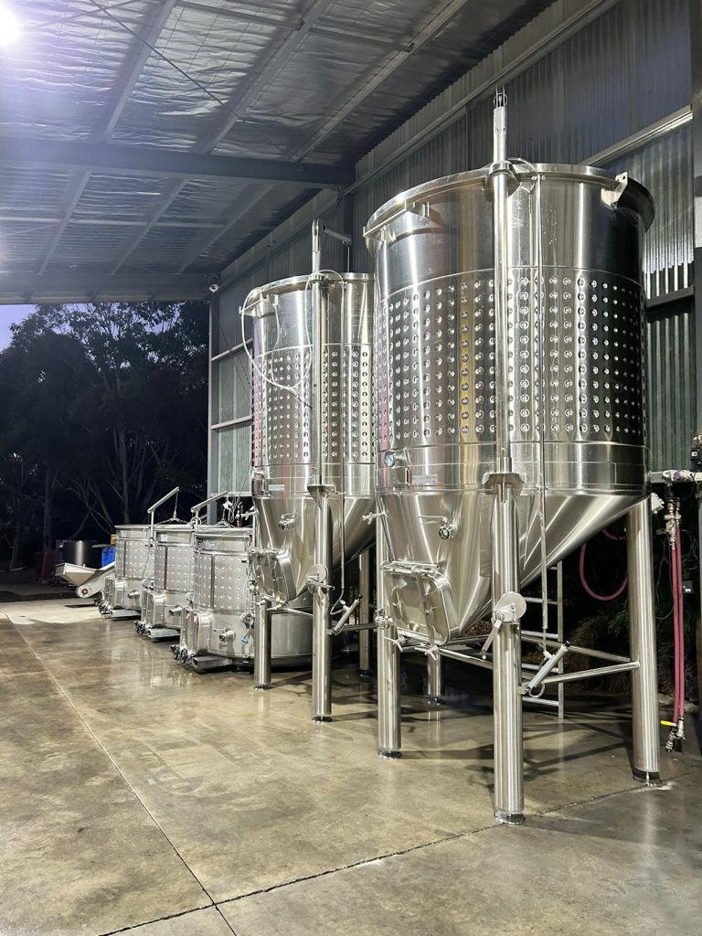 Australia customer received the 5000L conical bottom floating lid wine tanks